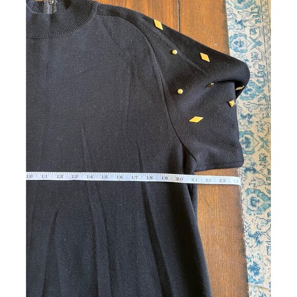 Vintage 80's Arthur Kohler Black Long Sleeve Knee Length Wool Blend Dress Size 1 - Picture 8 of 11